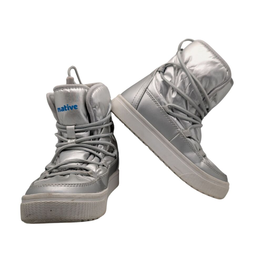 Native Silver Metallic Chamonix Child Snow Boot Size Big Kid 1